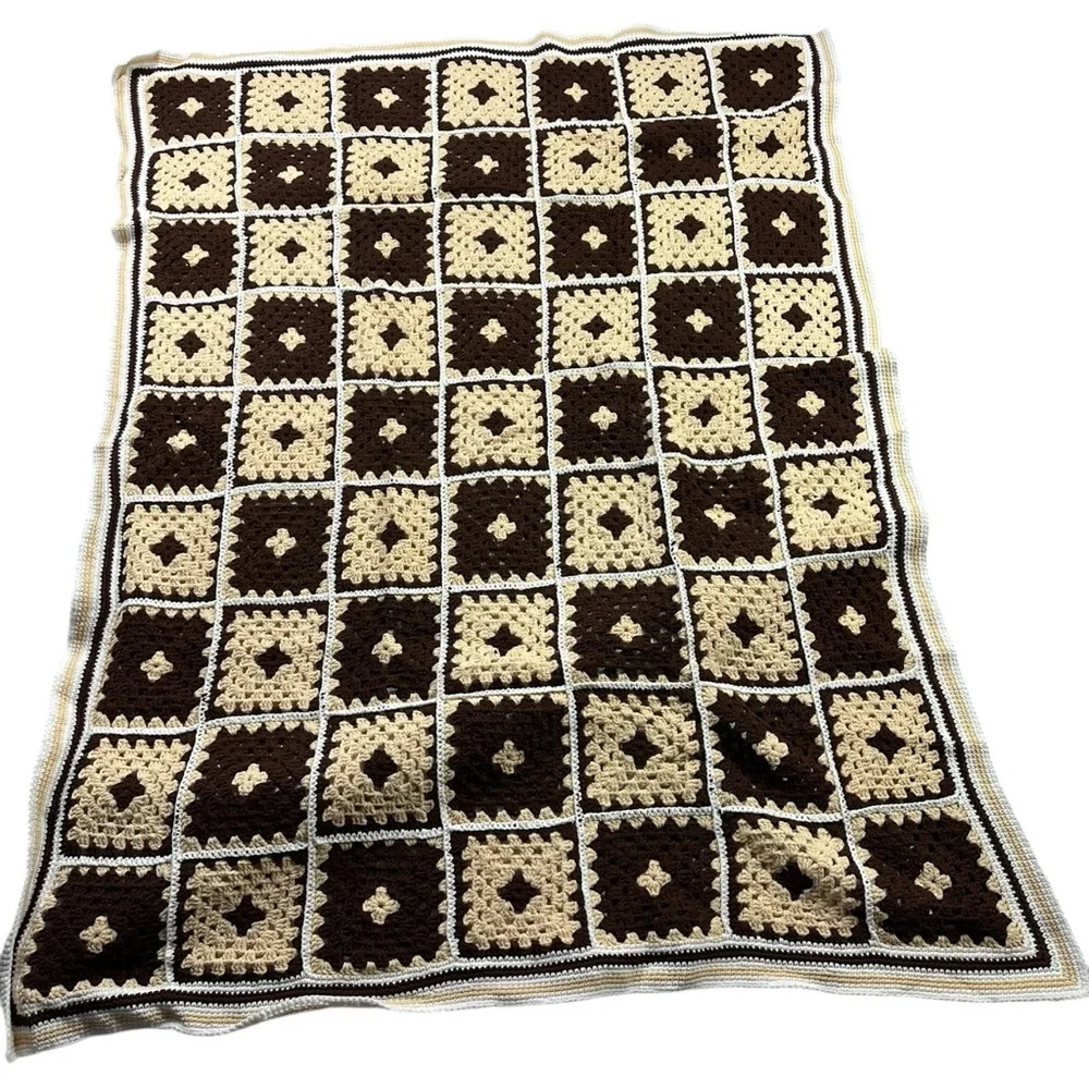 Handmade Granny Square Crochet Afghan Throw Blanket 56x67